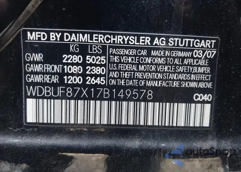 2007 Mercedes-Benz E 350 4Matic from USA, damaged, VIN WDBUF87X17B149578